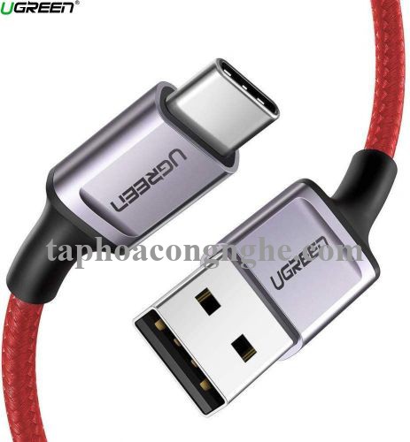 Ugreen 70294 0.5M màu đỏ cáp USB A ra type C hỗ trợ sạc nhanh 50CM đầu bọc nhôm chống nhiễu US292 30070294